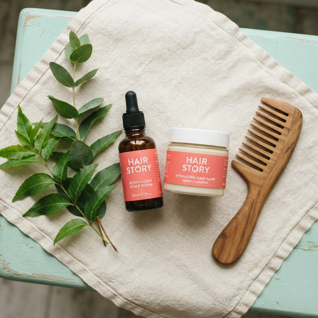 Les deux soins Hair Story présentés ensemble